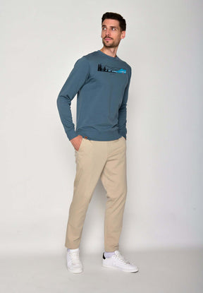 Blau:  Gemütliches Sweatshirt aus Bio-Baumwolle für Herren [16395]