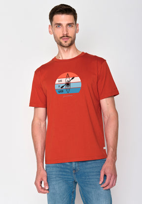 Clay Red: Lässiges Oversize-T-Shirt aus Bio-Baumwolle für Herren [16402]