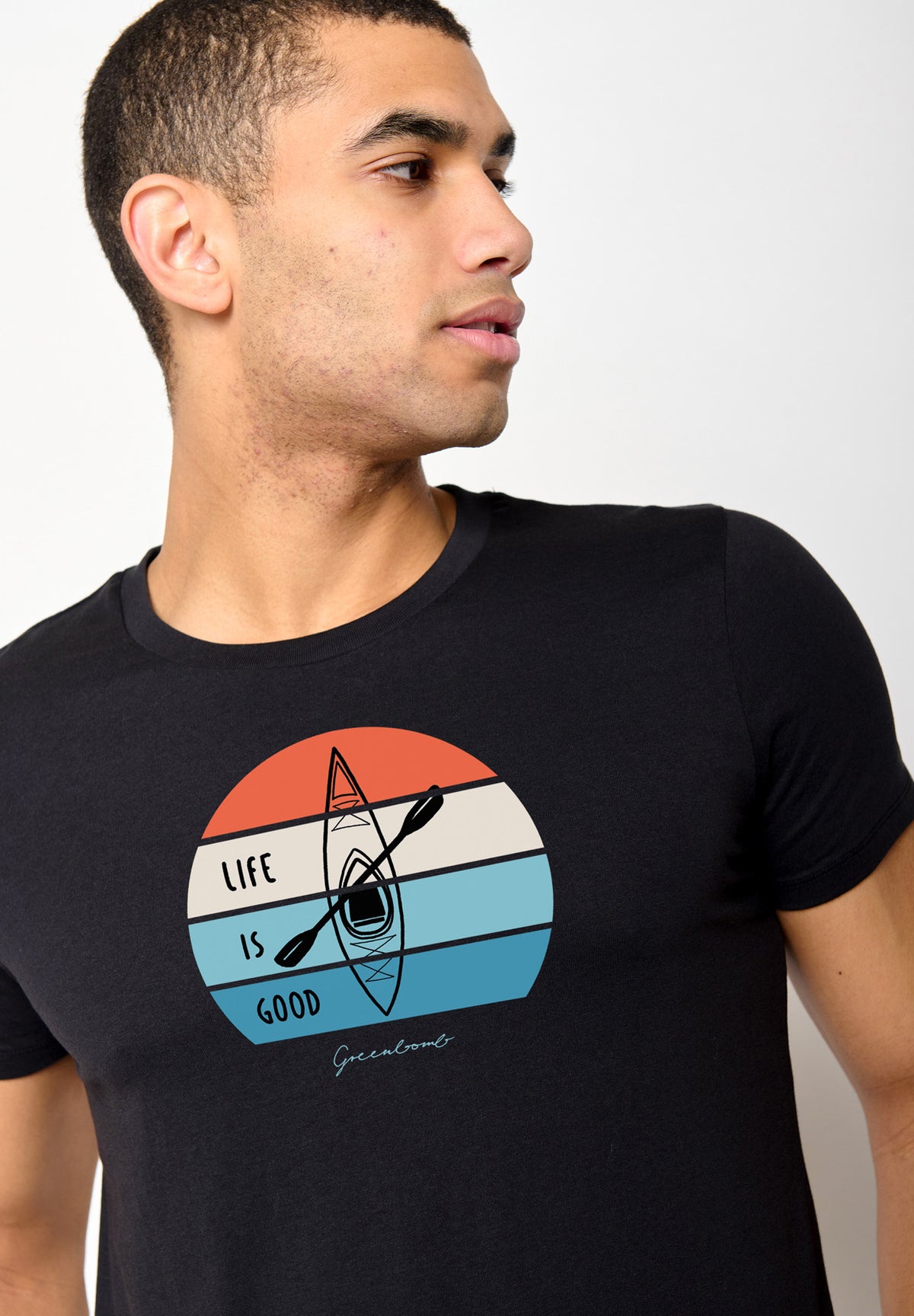 Schwarz:  Sportliches T-Shirt aus Bio-Baumwolle für Herren [16406]