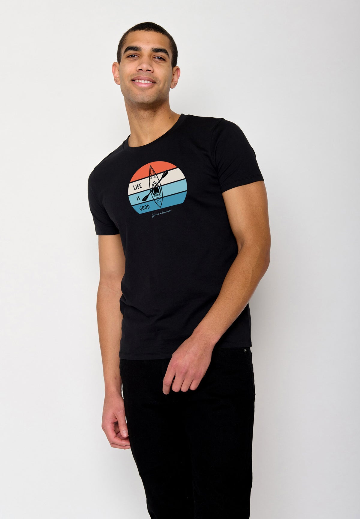 Schwarz:  Sportliches T-Shirt aus Bio-Baumwolle für Herren [16407]