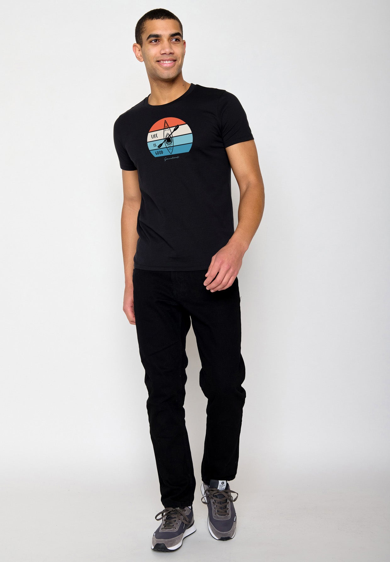 Schwarz:  Sportliches T-Shirt aus Bio-Baumwolle für Herren [16409]