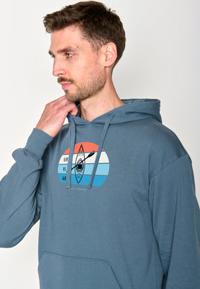 Vintage Blue: Gemütlicher Hoodie aus Bio-Baumwolle für Herren [16415]