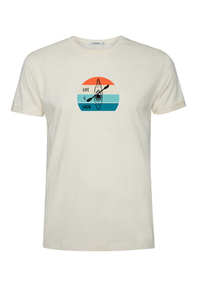 Creme White: Lässiges T-Shirt aus Bio-Baumwoll Mix für Herren [16418]