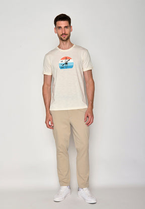 Creme White: Lässiges T-Shirt aus Bio-Baumwoll Mix für Herren [16419]