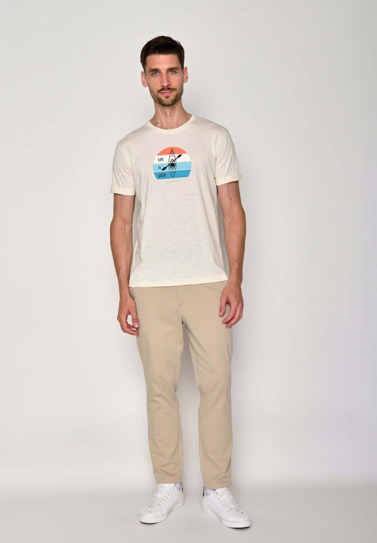 Weiß:  Lässiges T-Shirt aus Bio-Baumwoll Mix für Herren [16419]