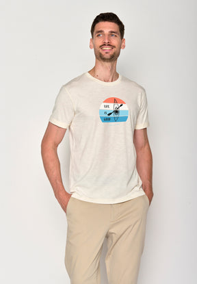 Creme White: Lässiges T-Shirt aus Bio-Baumwoll Mix für Herren [16420]