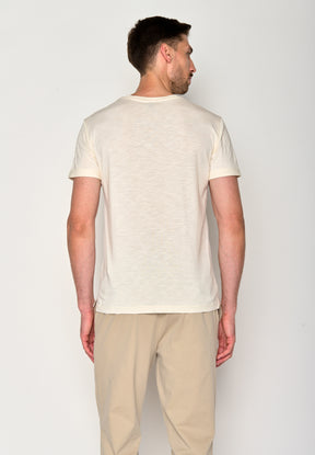 Creme White: Lässiges T-Shirt aus Bio-Baumwoll Mix für Herren [16421]