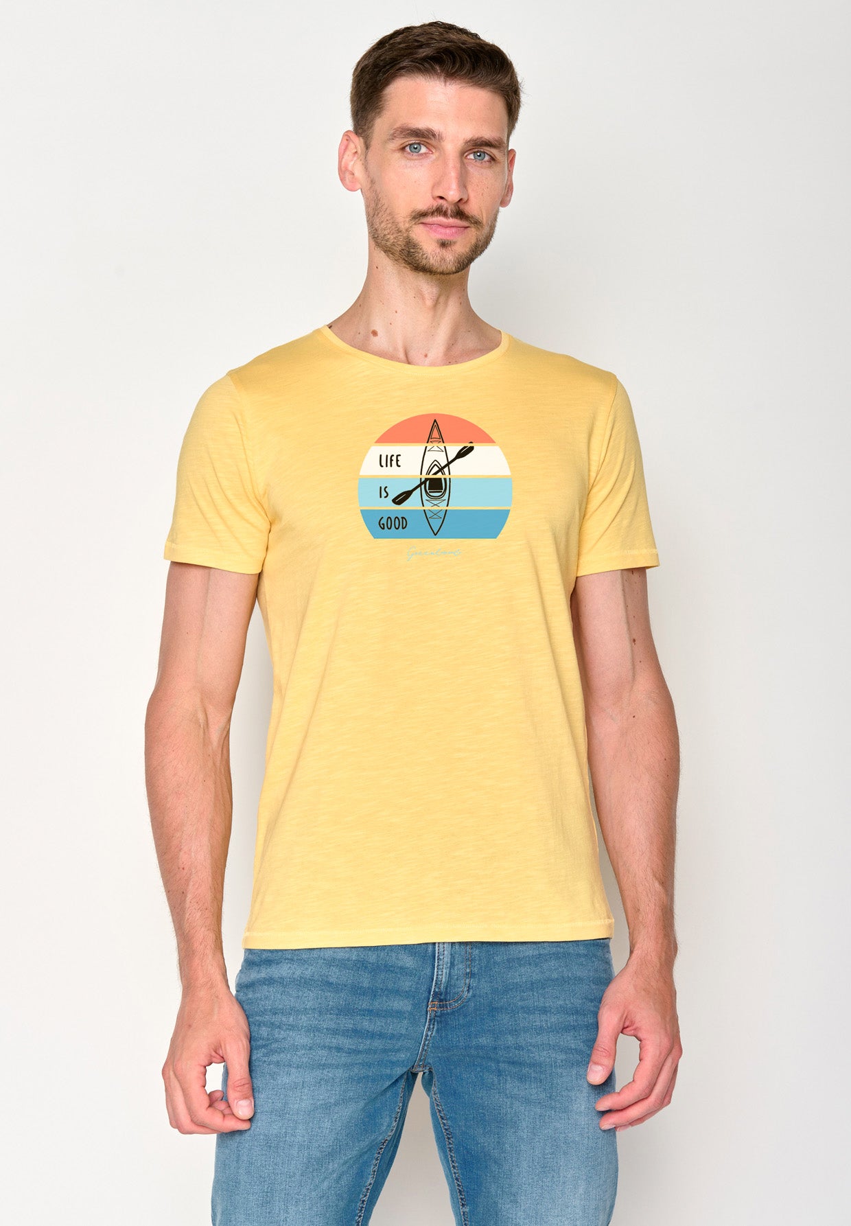 Pastel Yellow: Sportliches T-Shirt aus Bio-Baumwolle für Herren [16427]
