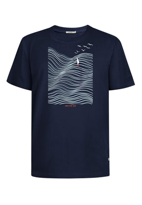 Navy: Lässiges Oversize-T-Shirt aus Bio-Baumwolle für Herren [16455]