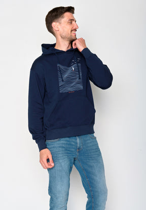 Navy: Gemütlicher Hoodie aus Bio-Baumwolle für Herren [16473]