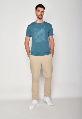 Sloppy Blue: Lässiges T-Shirt aus Bio-Baumwoll Mix für Herren [16478]