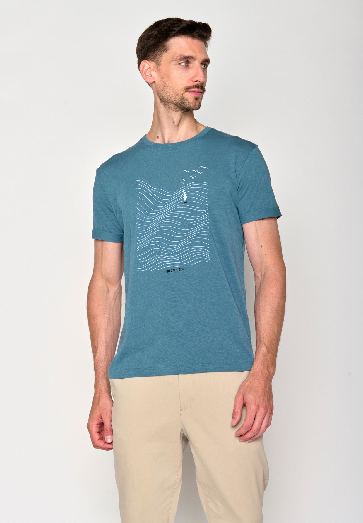 Sloppy Blue: Lässiges T-Shirt aus Bio-Baumwoll Mix für Herren [16479]