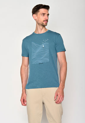 Blau:  Lässiges T-Shirt aus Bio-Baumwoll Mix für Herren [16479]