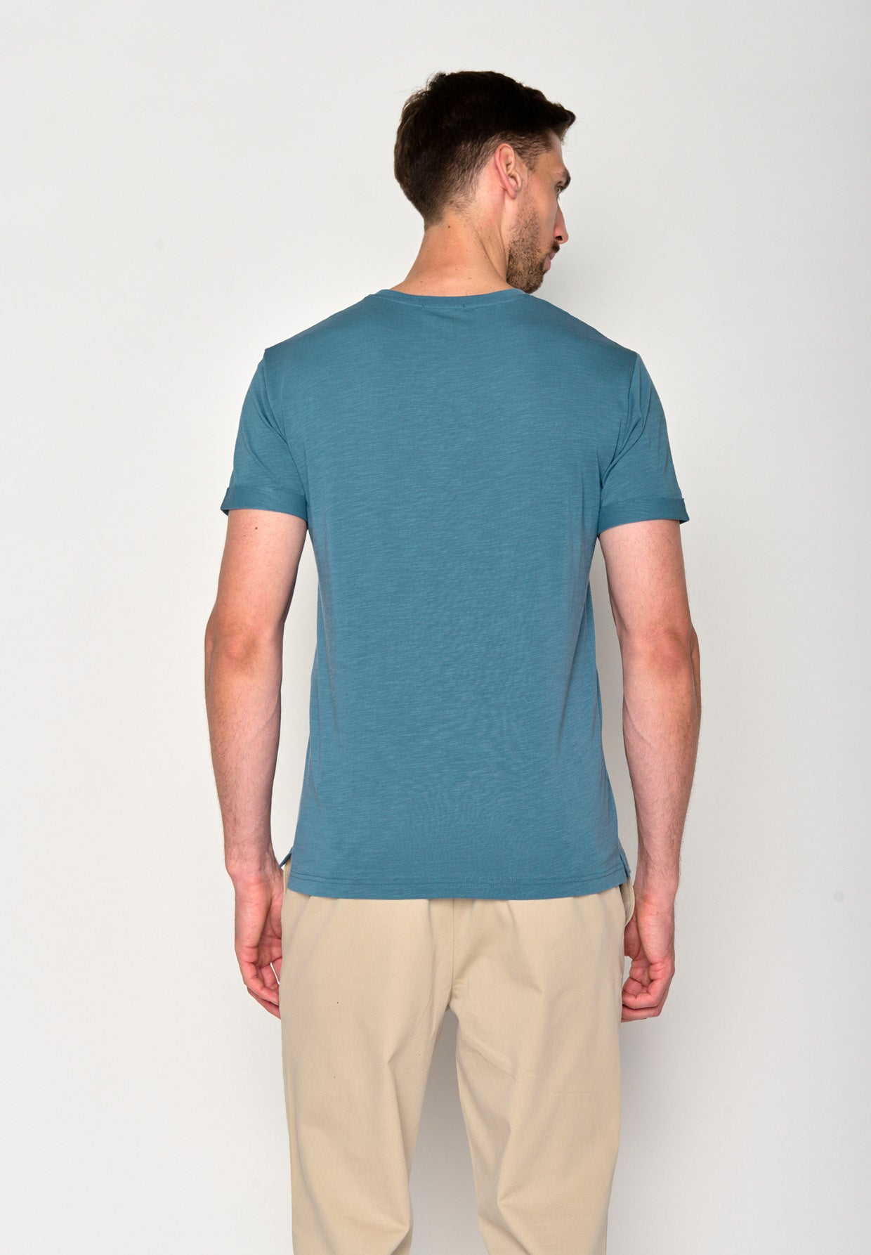 Blau:  Lässiges T-Shirt aus Bio-Baumwoll Mix für Herren [16480]
