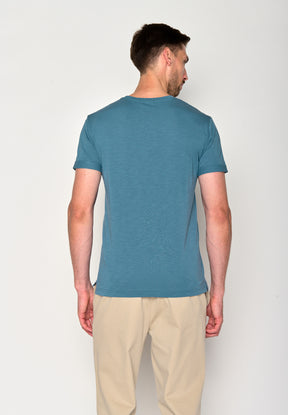Blau:  Lässiges T-Shirt aus Bio-Baumwoll Mix für Herren [16480]