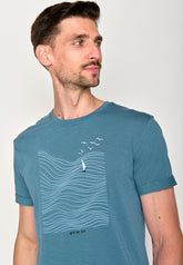Blau:  Lässiges T-Shirt aus Bio-Baumwoll Mix für Herren [16481]