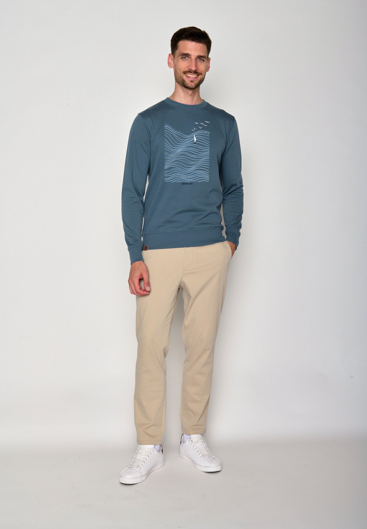 Vintage Blue: Gemütliches Sweatshirt aus Bio-Baumwolle für Herren [16484]