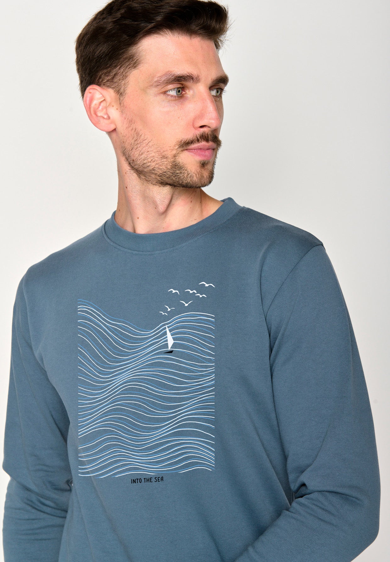 Vintage Blue: Gemütliches Sweatshirt aus Bio-Baumwolle für Herren [16487]