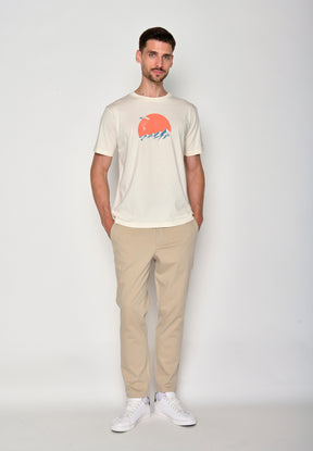 Creme White: Lässiges Oversize-T-Shirt aus Bio-Baumwolle für Herren [16490]