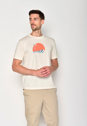 Creme White: Lässiges Oversize-T-Shirt aus Bio-Baumwolle für Herren [16491]