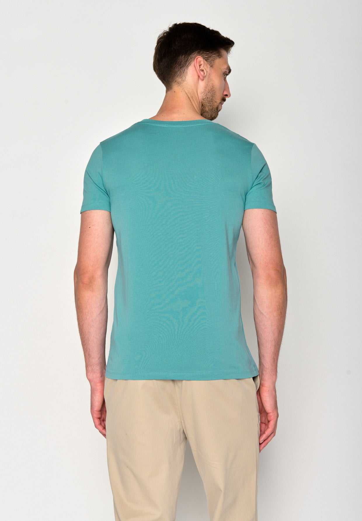 Türkis: Sportliches T-Shirt aus Bio-Baumwolle für Herren [16497]