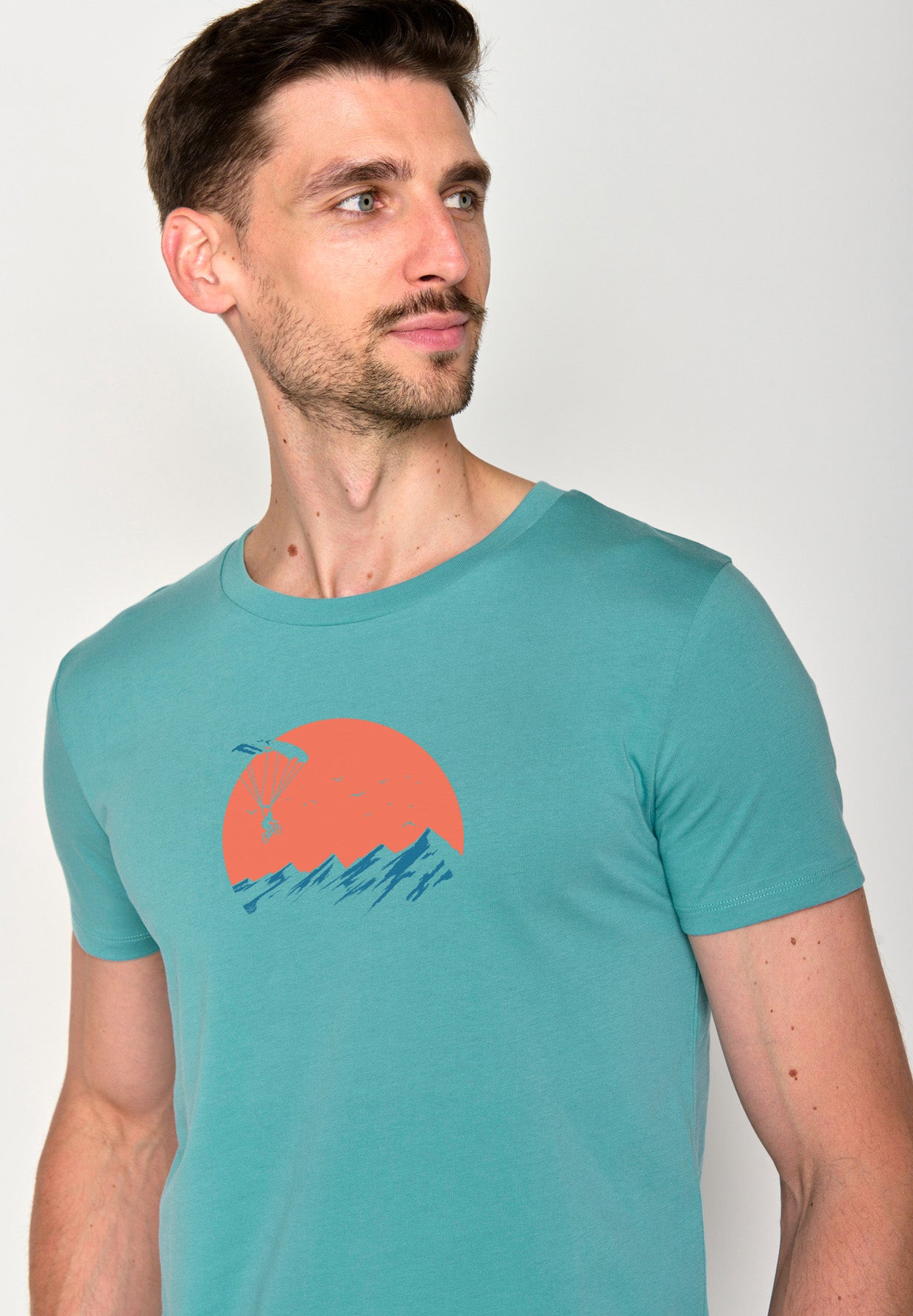 Türkis: Sportliches T-Shirt aus Bio-Baumwolle für Herren [16498]