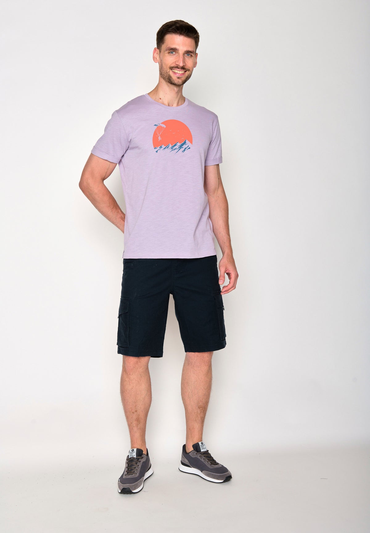 Lila:  Lässiges T-Shirt aus Bio-Baumwoll Mix für Herren [16505]