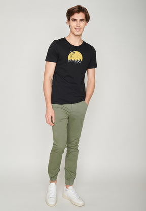 Schwarz:  Lässiges T-Shirt aus Bio-Baumwolle für Herren [16513]