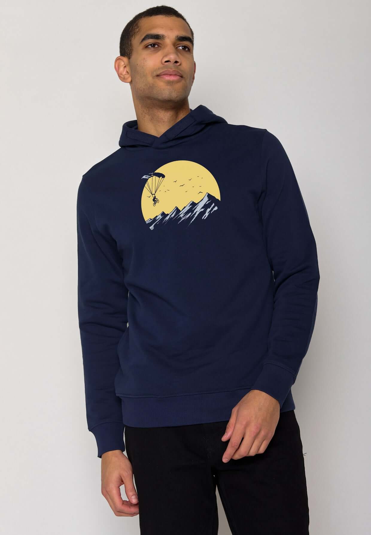 Blau:  Kuschliger Hoodie aus Bio-Baumwolle für Herren [16515]