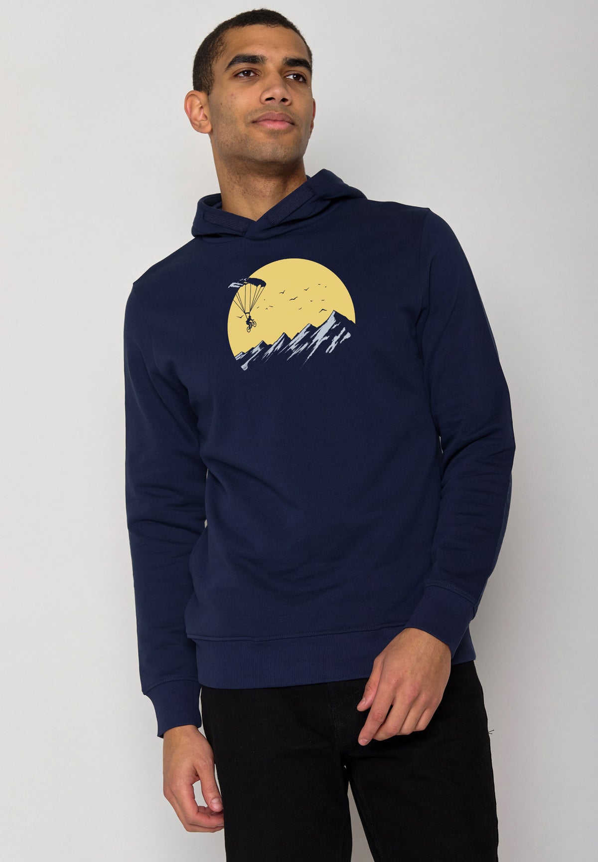 Navy: Kuschliger Hoodie aus Bio-Baumwolle für Herren [16515]