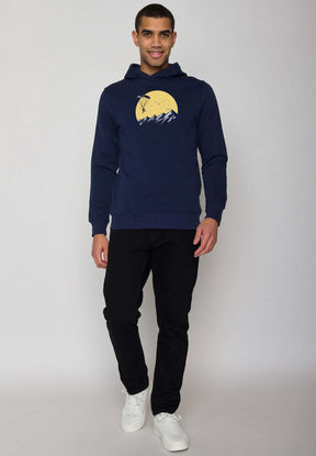 Blau:  Kuschliger Hoodie aus Bio-Baumwolle für Herren [16516]
