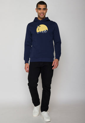 Navy: Kuschliger Hoodie aus Bio-Baumwolle für Herren [16516]