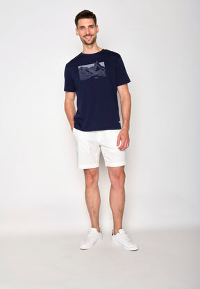 Navy: Lässiges Oversize-T-Shirt aus Bio-Baumwolle für Herren [16521]