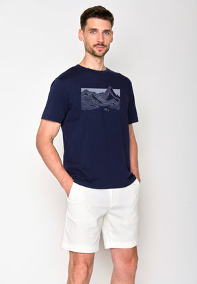 Navy: Lässiges Oversize-T-Shirt aus Bio-Baumwolle für Herren [16522]