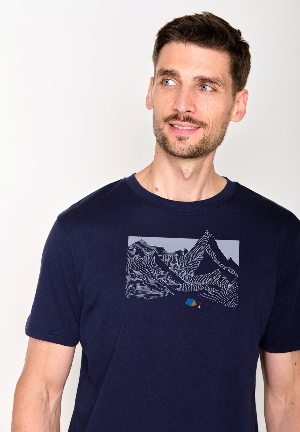 Navy: Lässiges Oversize-T-Shirt aus Bio-Baumwolle für Herren [16524]