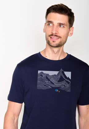 Navy: Lässiges Oversize-T-Shirt aus Bio-Baumwolle für Herren [16524]
