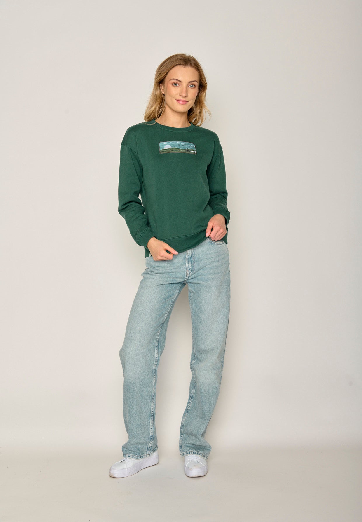 Jungle Green: Gemütliches Sweatshirt aus Bio-Baumwolle für Damen [16619]
