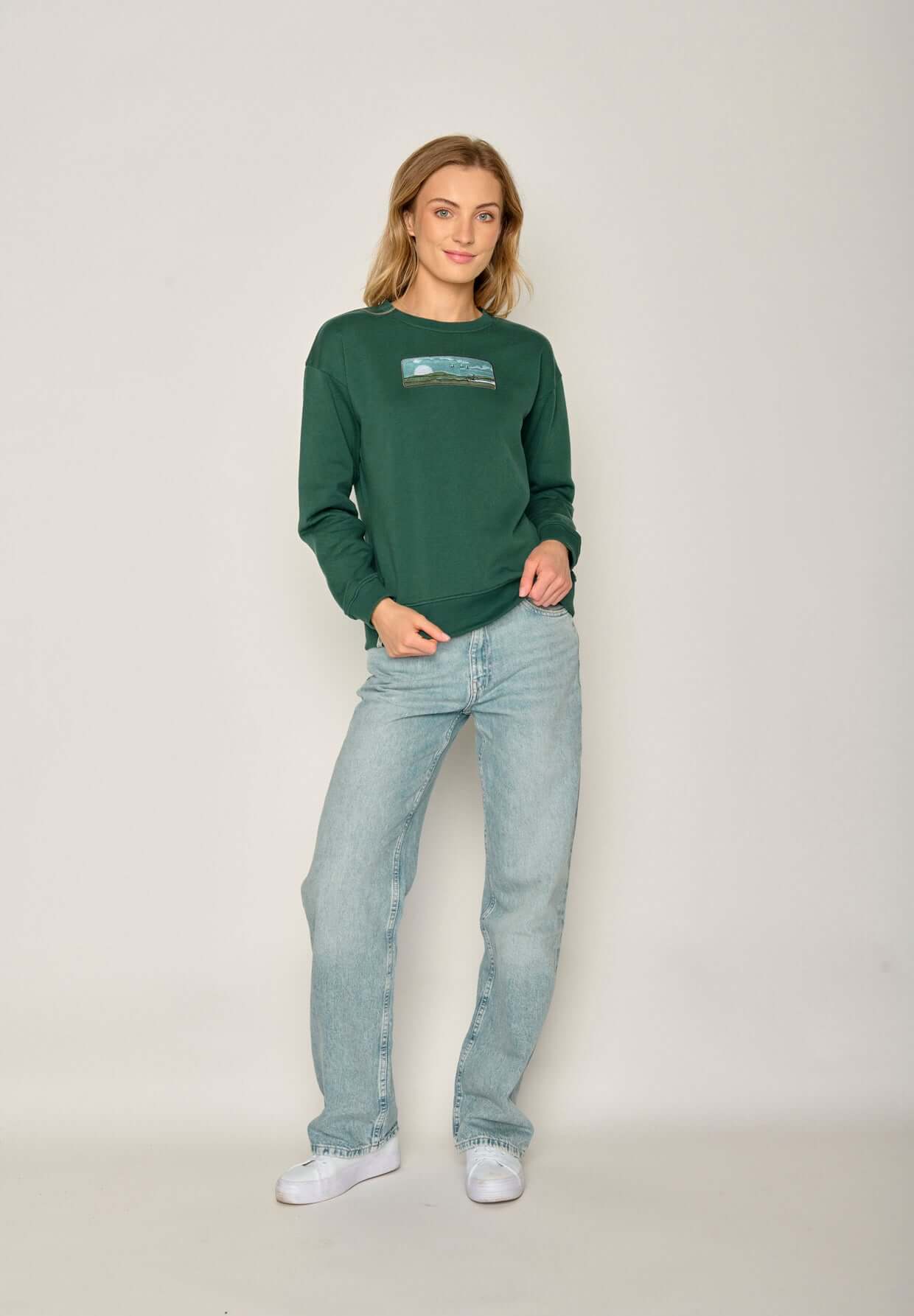 Grün:  Gemütliches Sweatshirt aus Bio-Baumwolle für Damen [16619]