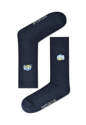 Navy: Lässige Socken aus Bio-Baumwoll Mix für Unisex [16655]