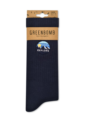 Navy: Lässige Socken aus Bio-Baumwoll Mix für Unisex [16680]