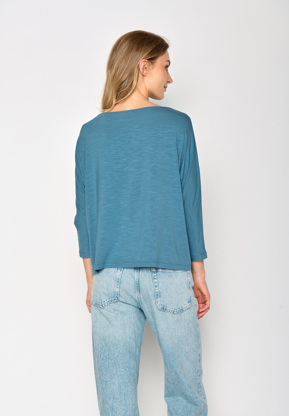 Blau:  Gemütliches Longsleeve aus Viskose (LENZING™ ECOVERO™) Mix für Damen [16698]