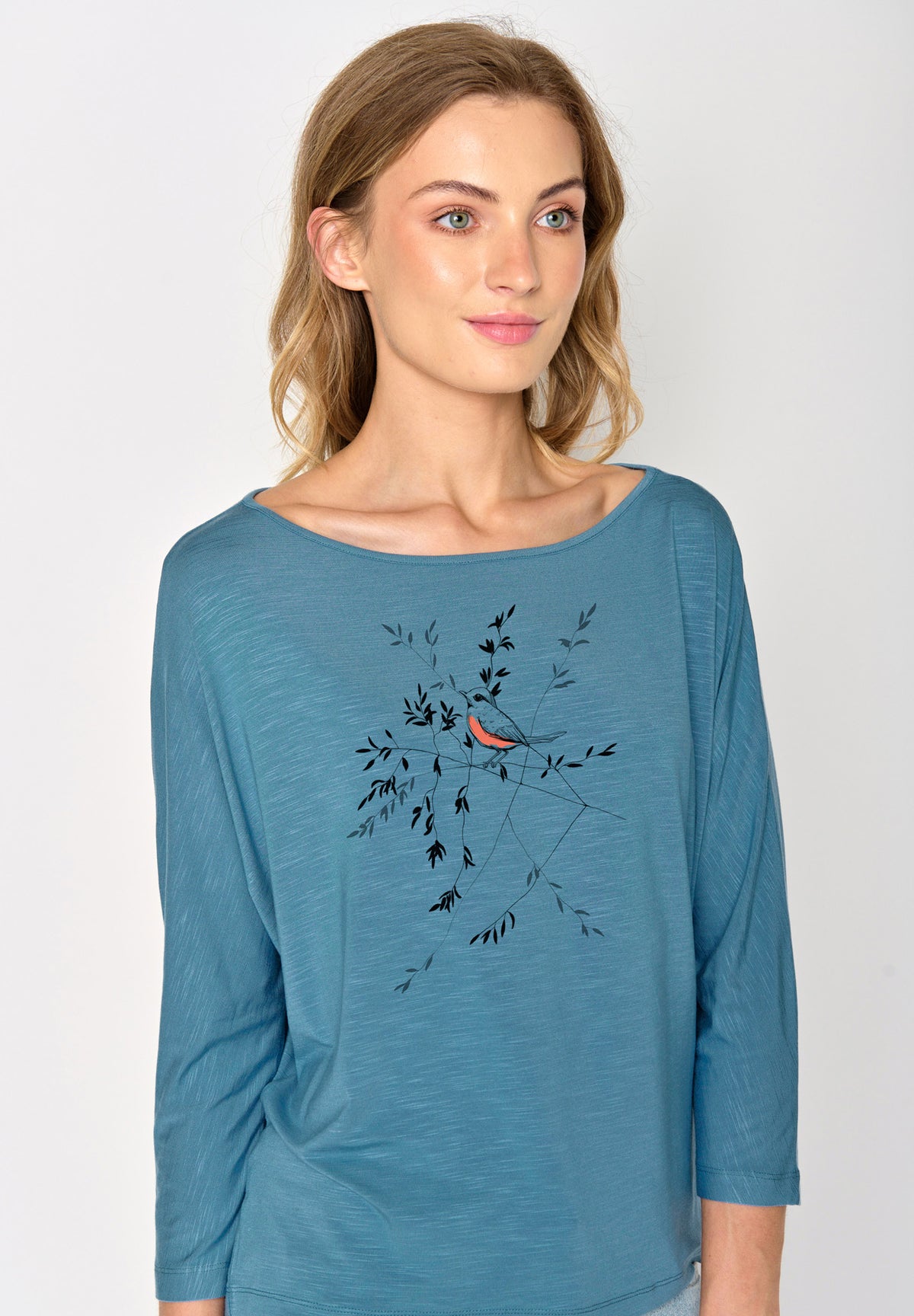 Sloppy Blue: Gemütliches Longsleeve aus Viskose (LENZING™ ECOVERO™) Mix für Damen [16699]