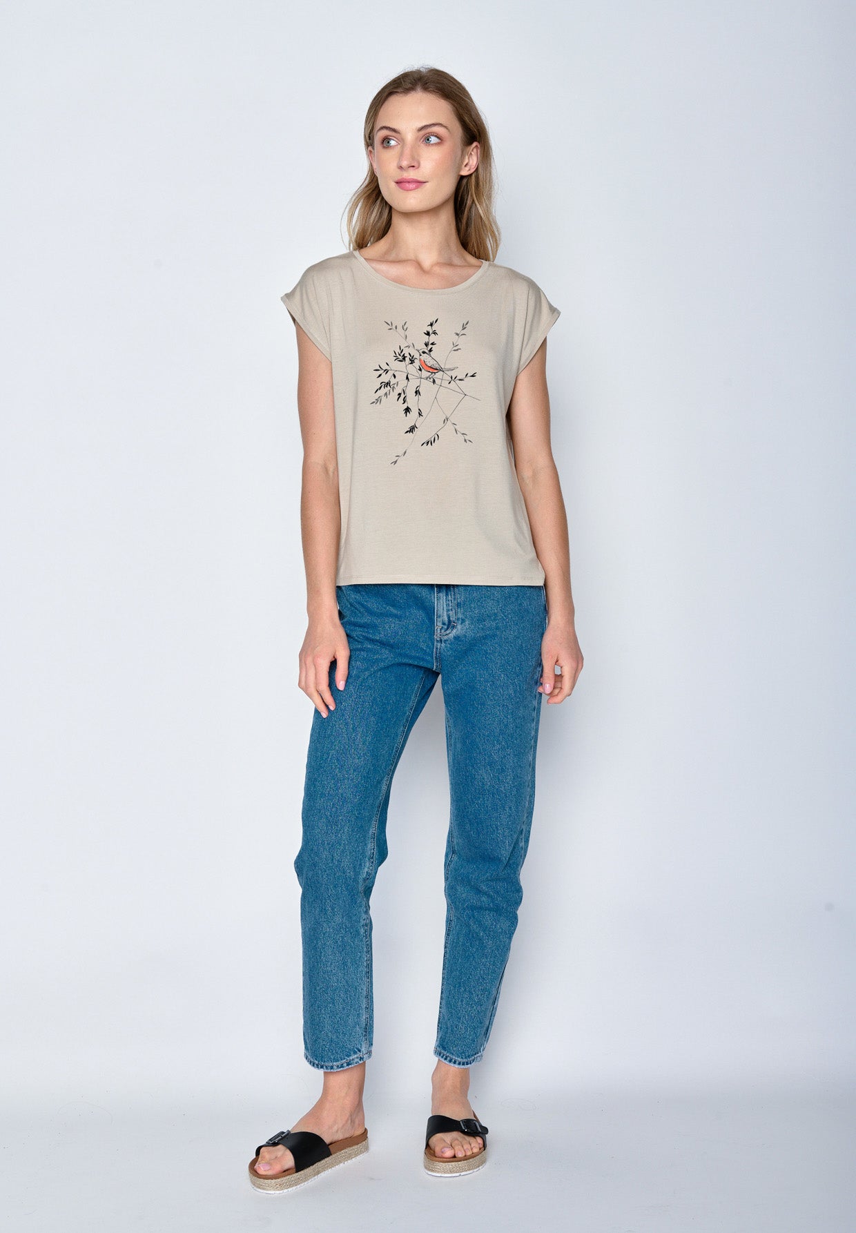 Latte: Lässiges Shirt aus LENZING™ TENCEL™ Mix für Damen [16707]