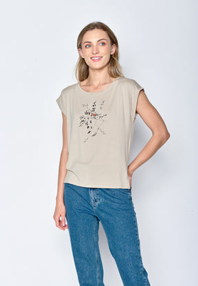 Latte: Lässiges Shirt aus LENZING™ TENCEL™ Mix für Damen [16708]