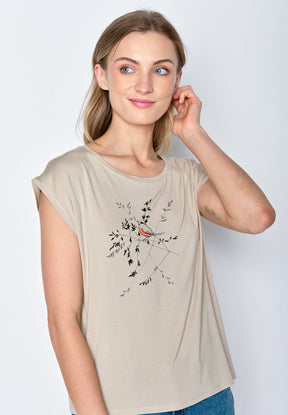 Latte: Lässiges Shirt aus LENZING™ TENCEL™ Mix für Damen [16710]