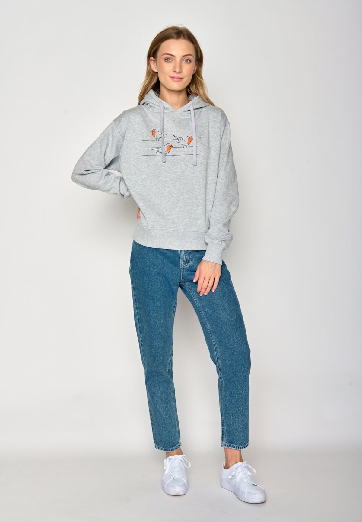 Grau:  Gemütlicher Hoodie aus Bio-Baumwoll Mix für Damen [16719]