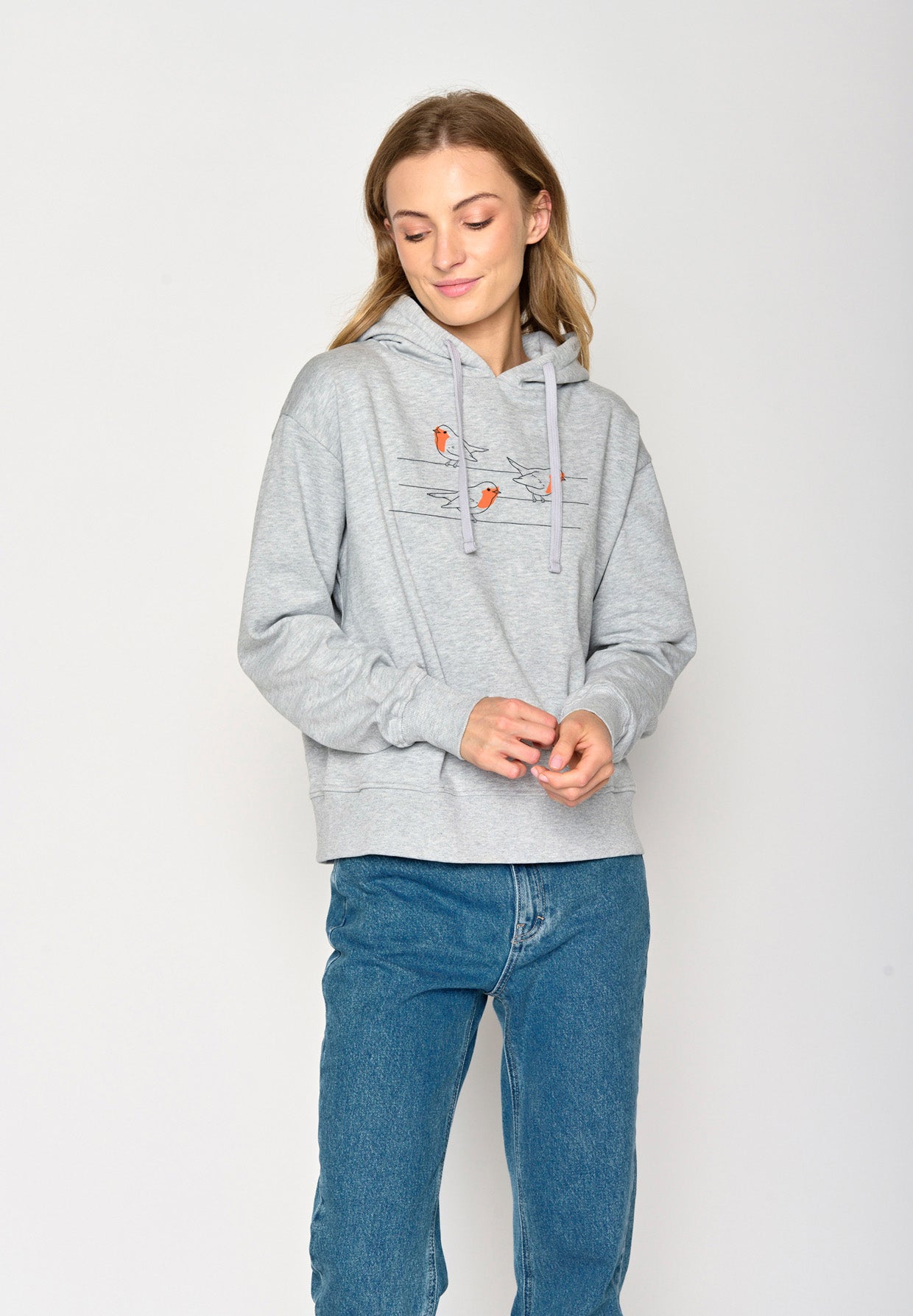 Grau:  Gemütlicher Hoodie aus Bio-Baumwoll Mix für Damen [16720]