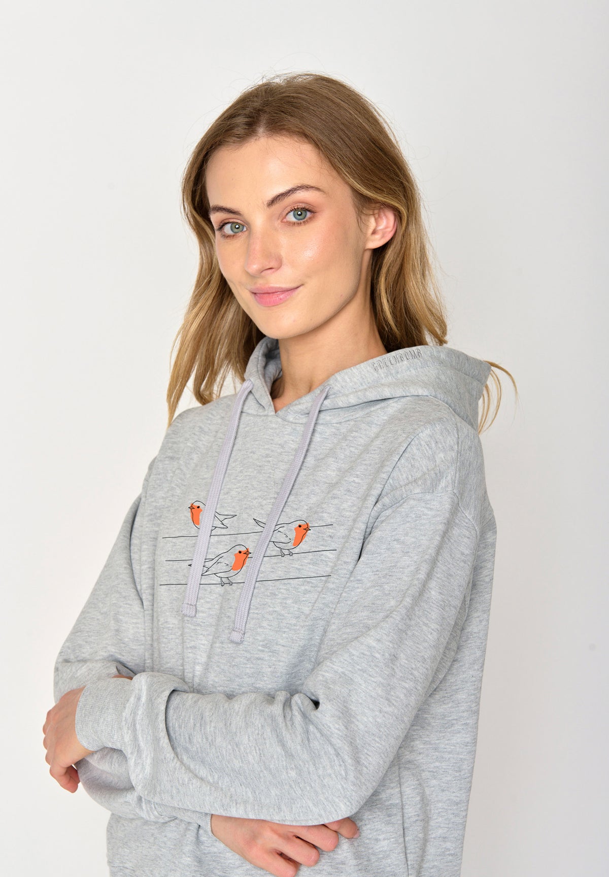 Grau:  Gemütlicher Hoodie aus Bio-Baumwoll Mix für Damen [16722]