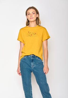 Golden Yellow: Lässiges T-Shirt aus Bio-Baumwolle für Damen [16728]