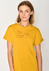 Gelb:  Lässiges T-Shirt aus Bio-Baumwolle für Damen [16730]